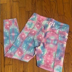 Grrrl Galaxy Print Leggings - Pink and Blue